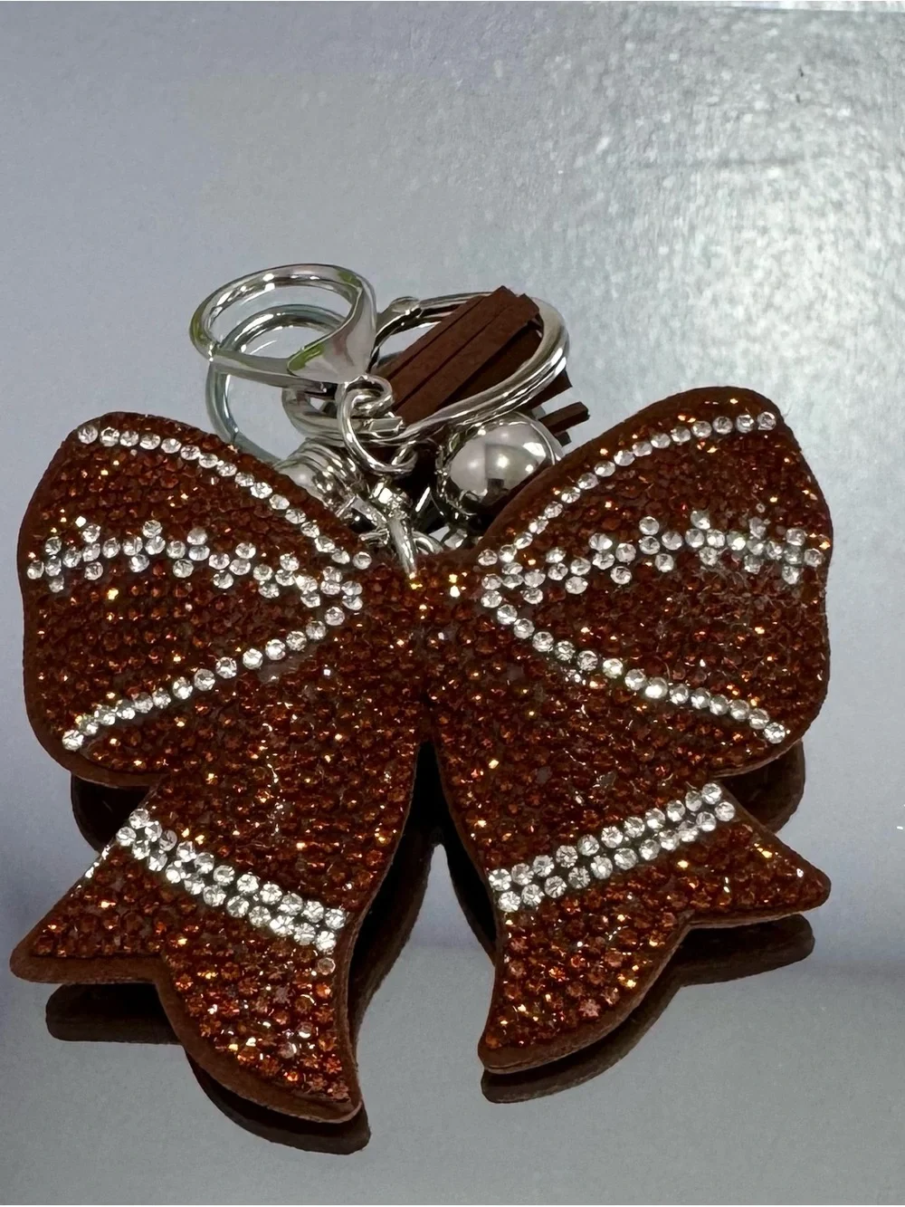 New Crystal Football Bow Keychain